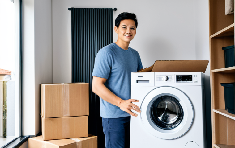 **

"A person stands in a bright, modern home interior, holding a new washing machine user manual, fully clothed in casual, appropriate attire, surrounded by cardboard boxes. The scene emphasizes the importance of consumer rights and product guarantees.  Safe for work, appropriate content, fully clothed, professional, perfect anatomy, correct proportions, natural pose, well-formed hands, proper finger count, natural body proportions, high quality."

**