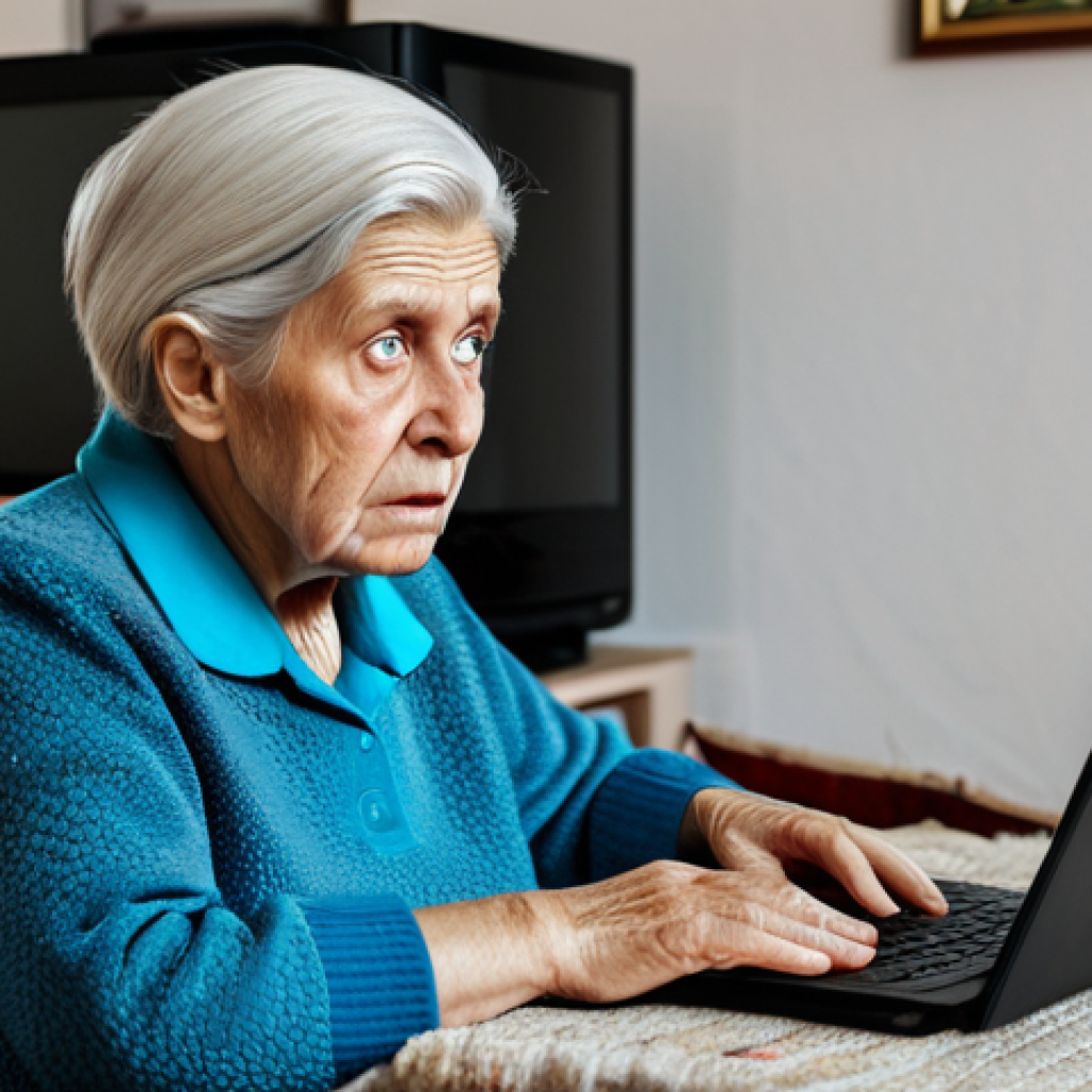 Vulnerable Consumer & Misleading Ad**

"An elderly woman, fully clothed in modest attire, looking confused in front of a laptop displaying a flashy online advertisement. The background is a cozy but slightly cluttered living room. Focus on her concerned expression. Safe for work, appropriate content, perfect anatomy, natural proportions, professional, high quality."

**