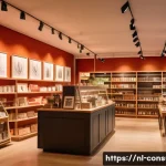 소비자 심리학 기본 개념 - A cozy Dutch boutique interior filled with warm lighting, subtle vanilla scent visible as soft mist ...