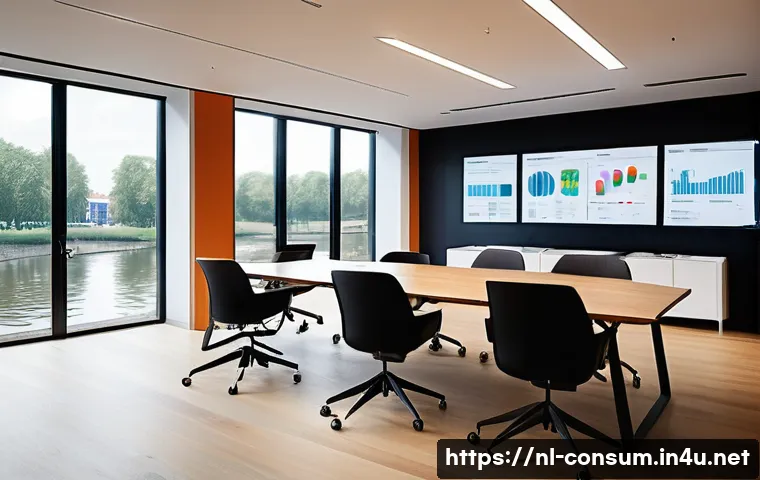 소비자전문기술사의 커뮤니케이션 스킬 - A modern Dutch office environment showing a diverse multidisciplinary team engaged in a lively discu...