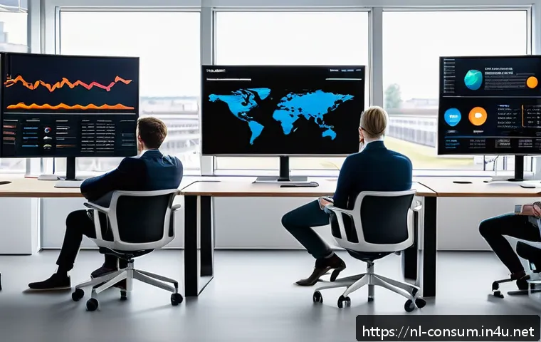 소비자 행동 데이터를 활용한 신제품 혁신 사례 연구와 분석 - A modern Dutch office environment with diverse professionals analyzing real-time data on multiple la...