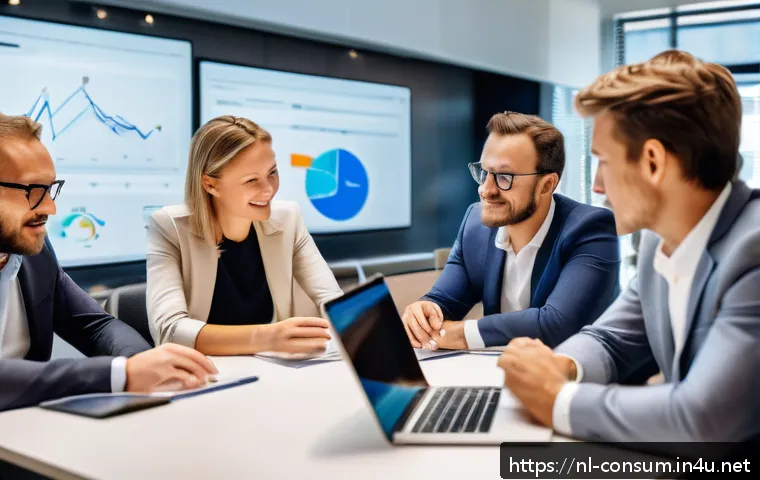 소비자중심 경영을 통한 시장 경쟁력 강화 - A professional Dutch business meeting scene focused on customer insight analysis: diverse group of m...