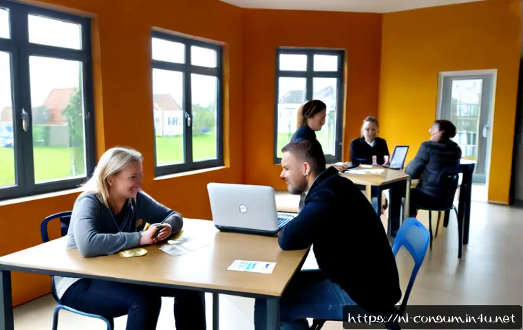 Home 26 소비자 보호 교육 프로그램 설계 - Photorealistic consumer protection education workshop in a bright Dutch community center, diverse ad...
